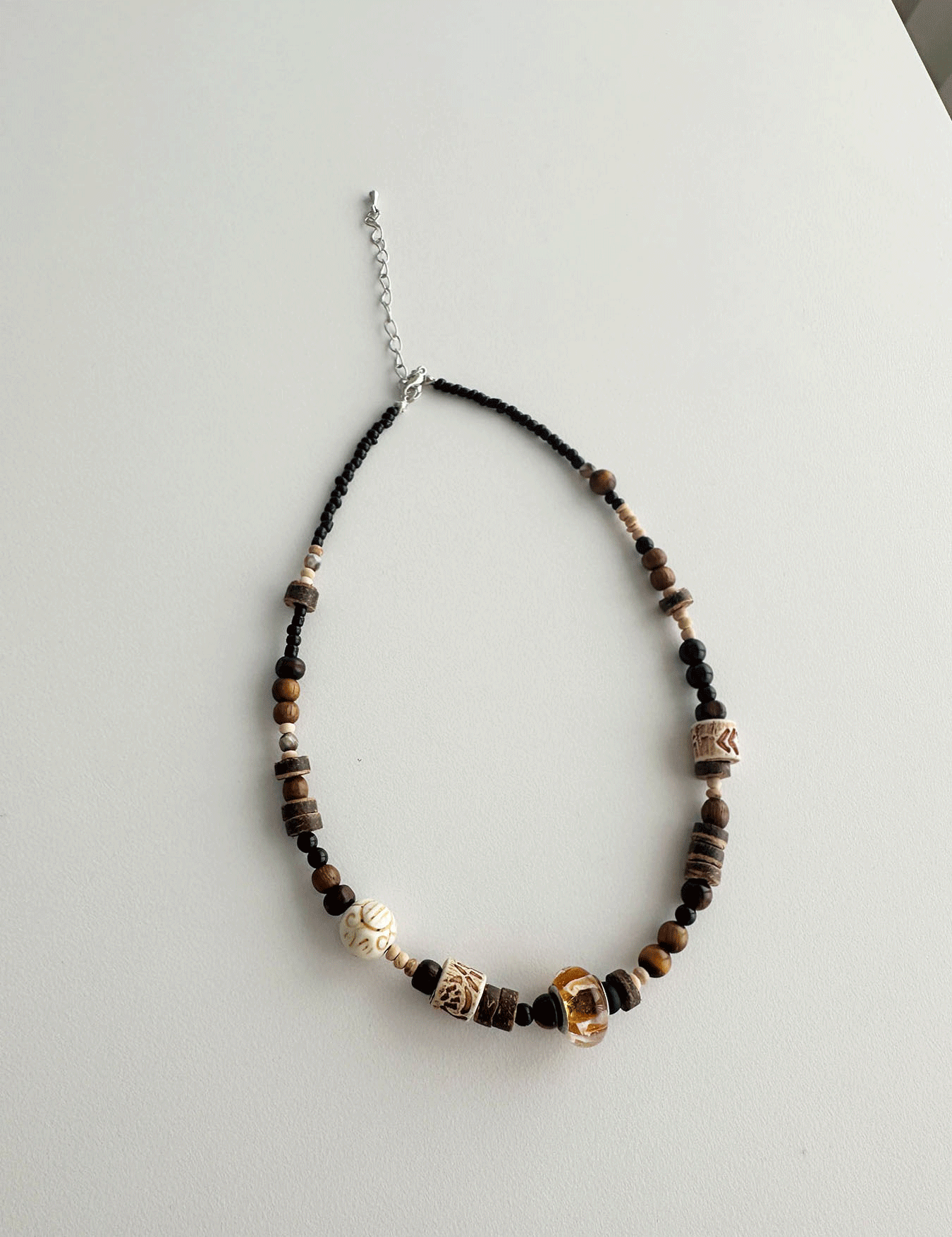 mixed wood necklace