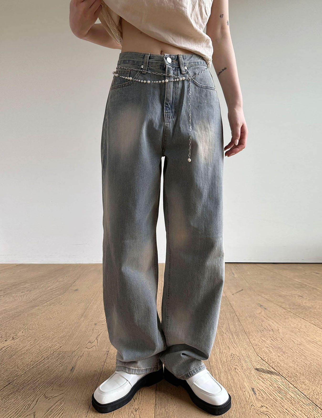 bubble washed jean (1color)