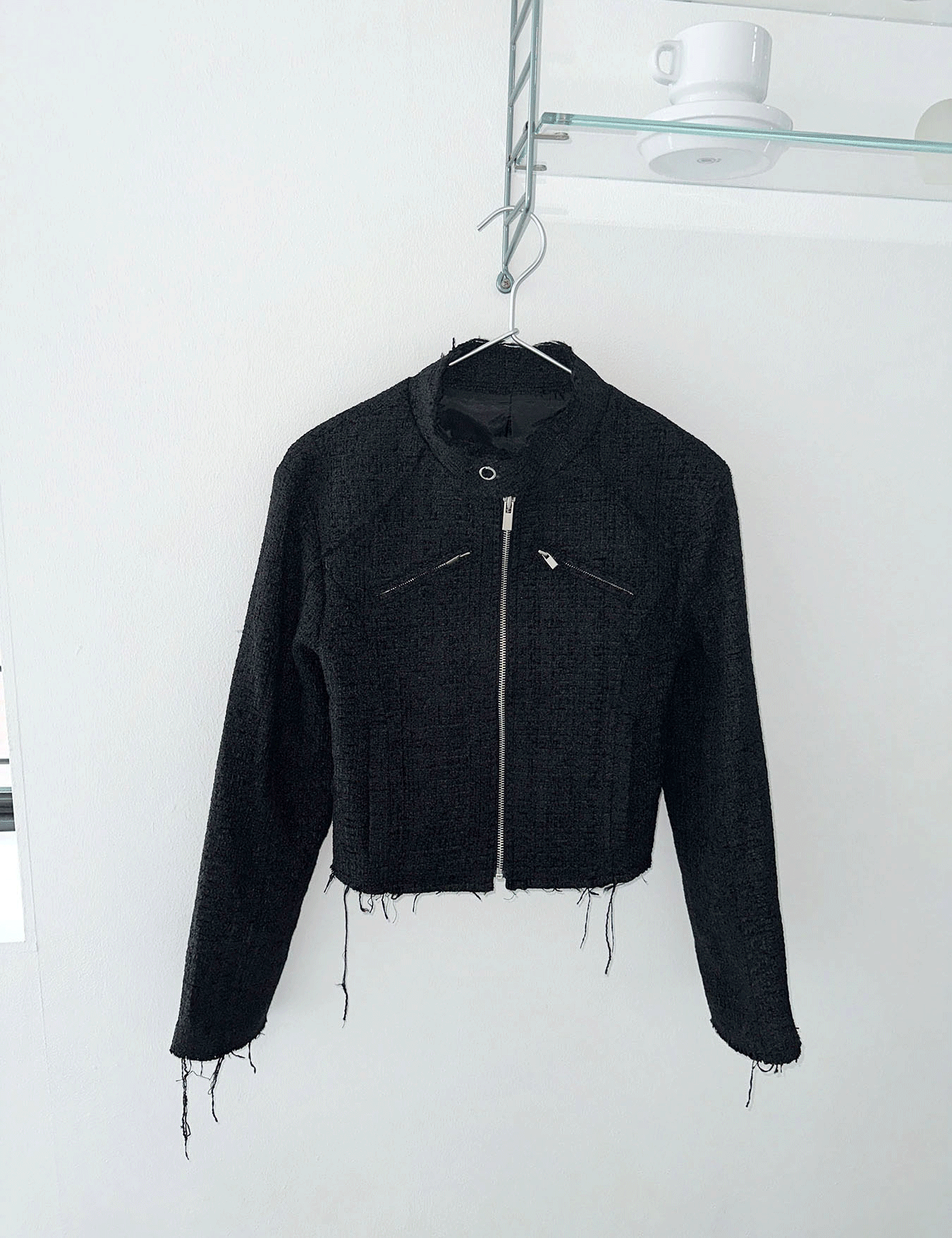 tweed biker jacket (2color)