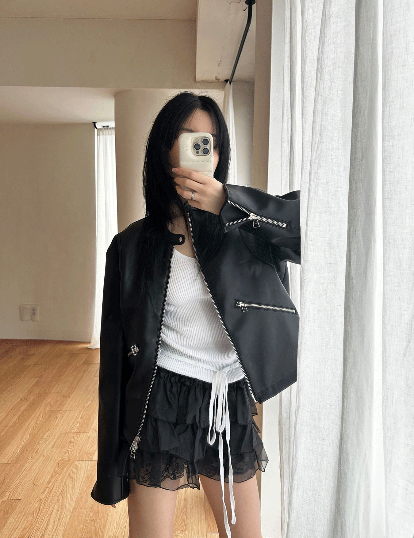 unisex leather jacket (2color)