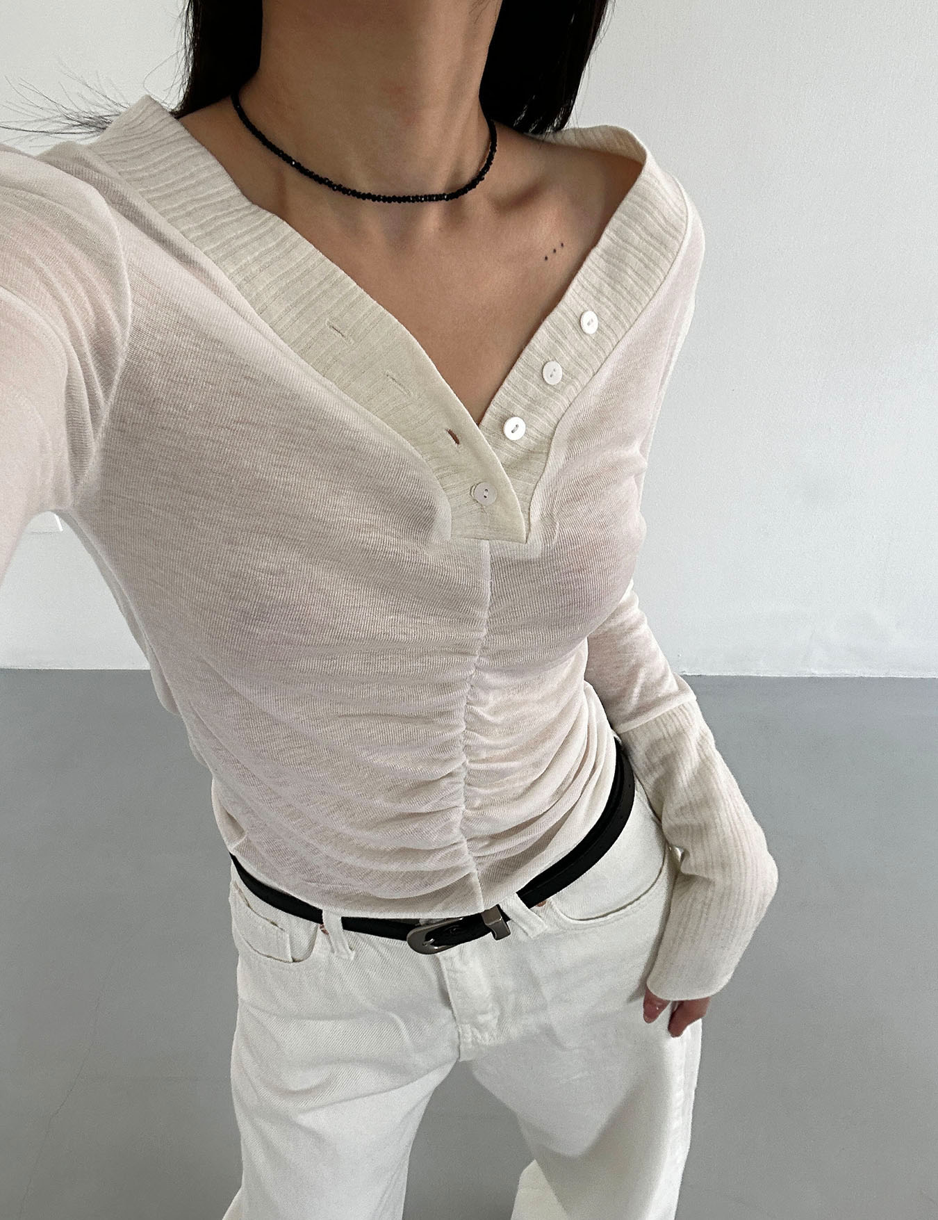 see-through knitted top (3color)