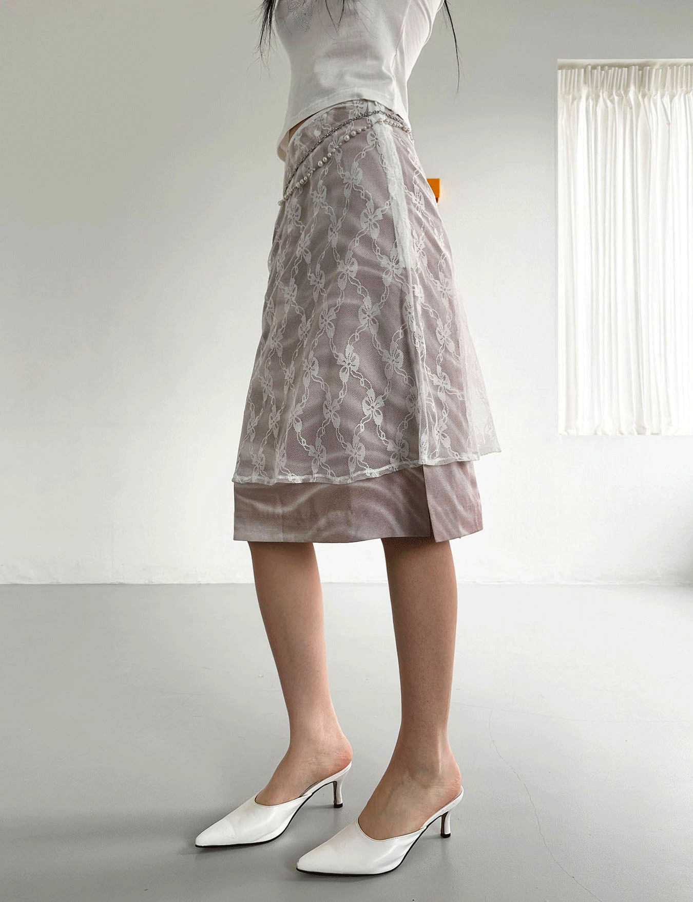 lace layered skirt (2color)