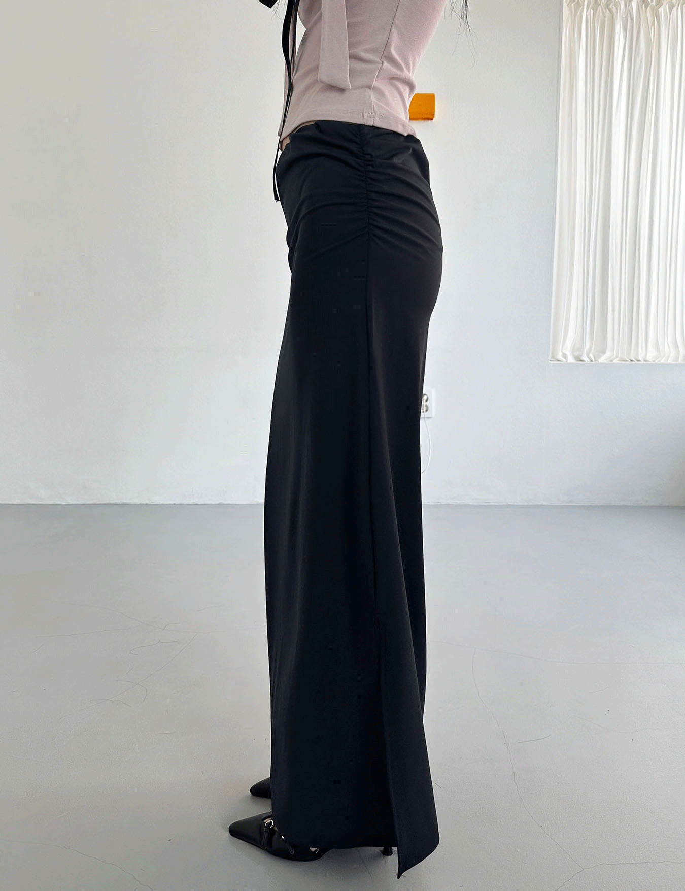 shirring maxi skirt (2color)