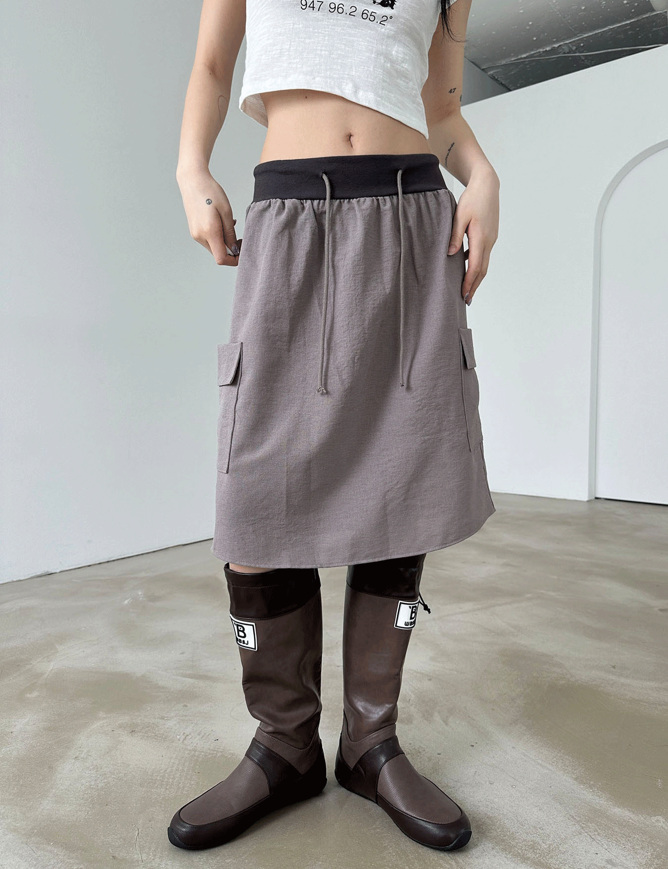 linen banded skirt (2color)
