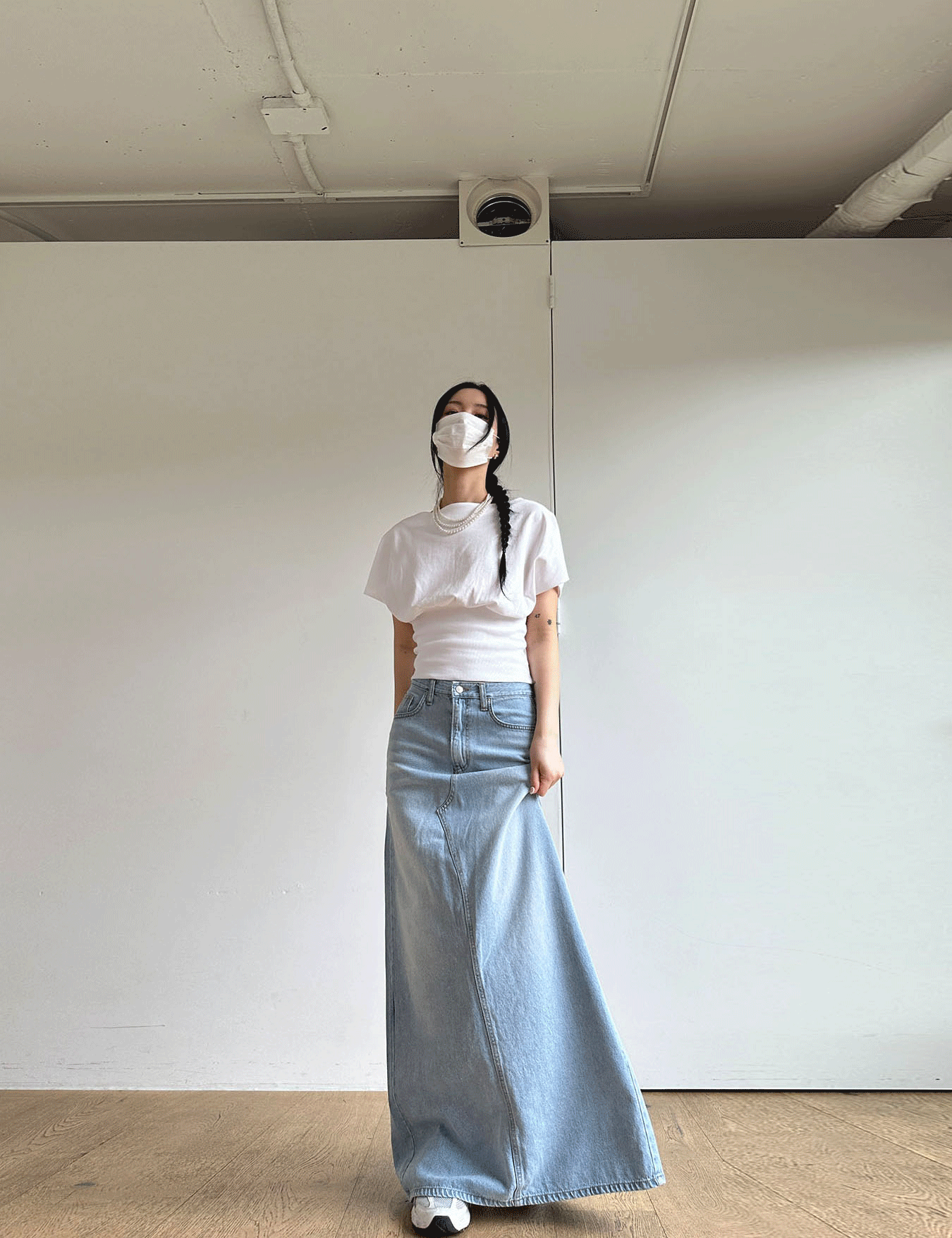 maxi denim skirt (1color)
