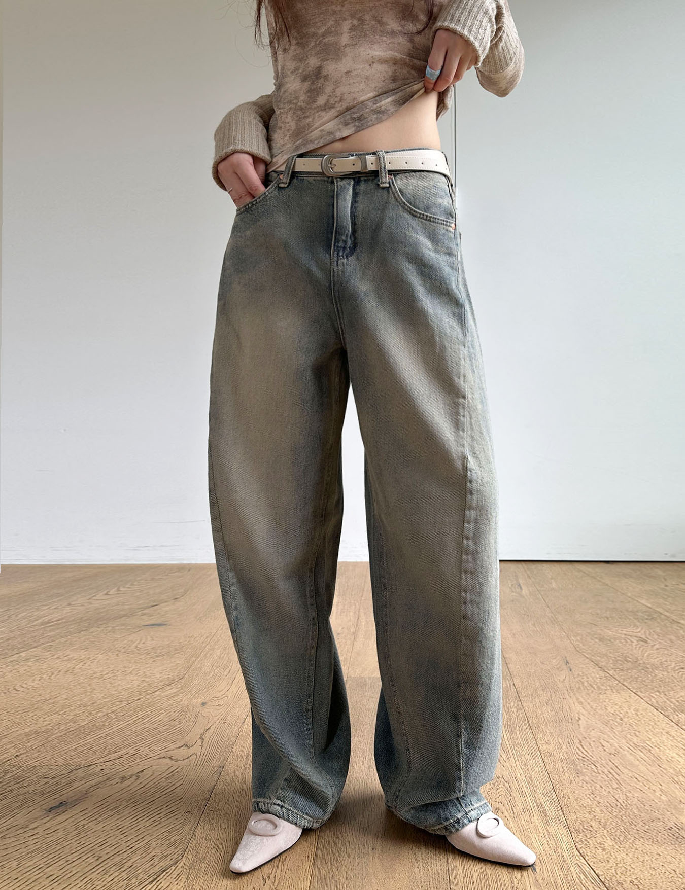 washed balloon jean (1color)