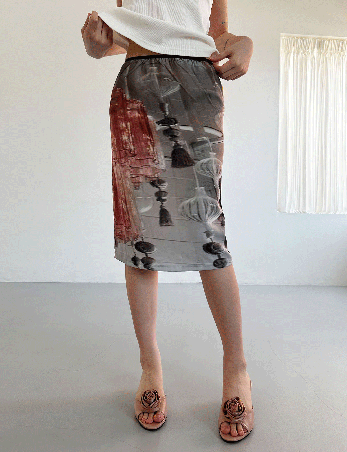 digital midi skirt (3color)