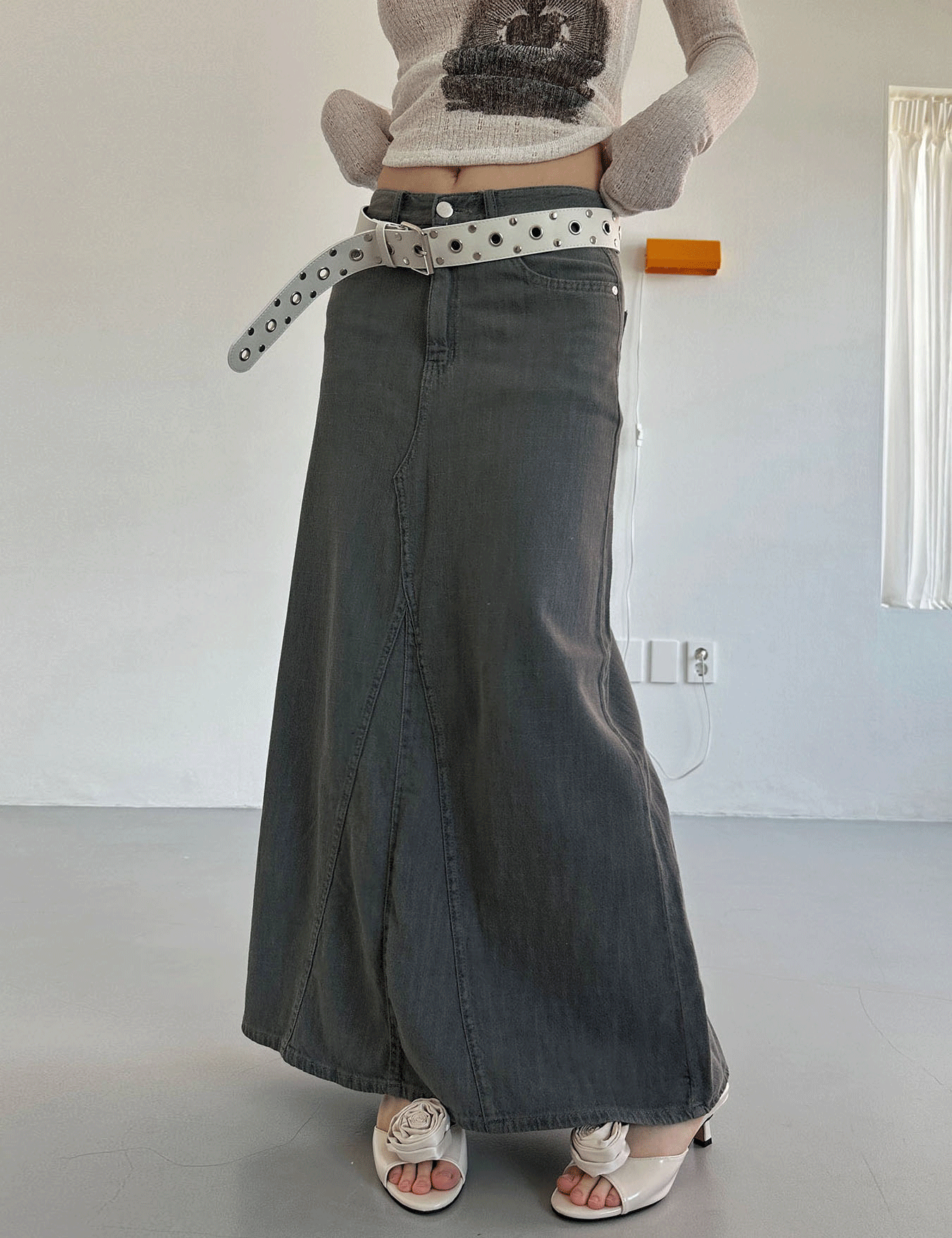 summer maxi denim skirt (3color)
